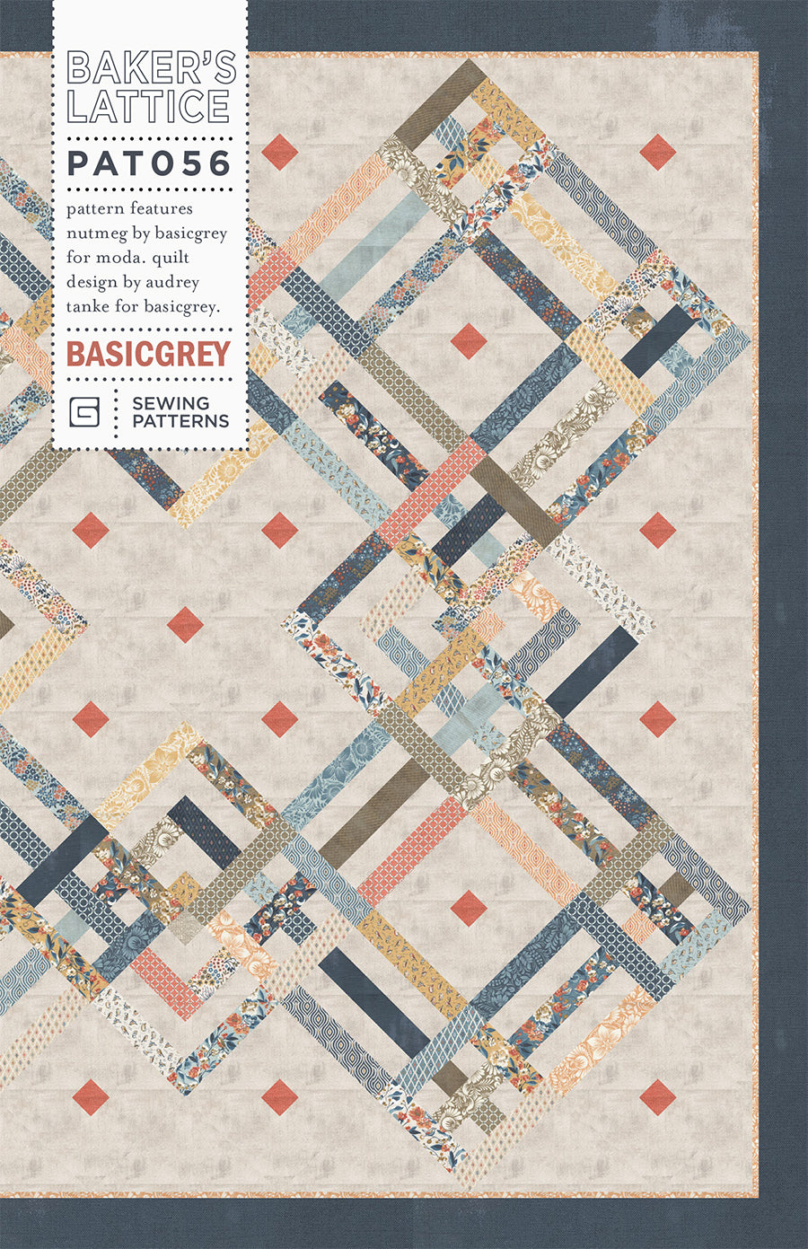 Baker's Lattice jelly roll quilt in Nutmeg fabric by BasicGrey for Moda Fabrics. Download the PDF pattern here!