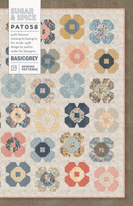 Sugar & Spice flower quilt by Audrey Tanke for BasicGrey. Fabric is Nutmeg by BasicGrey for Moda Fabrics. Download the PDF pattern here.