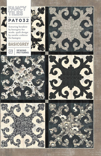 Fancy Tiles appliqué quilt in Boudoir fabric by BasicGrey for Moda Fabrics. Download the PDF here!