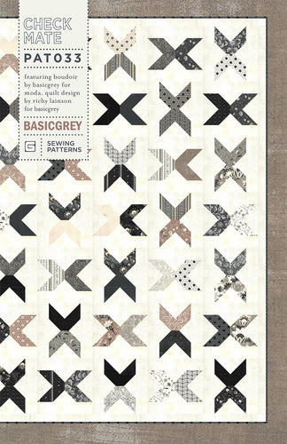 Checkmate 'X' quilt made in a layer cake of Boudoir fabric by BasicGrey for Moda Fabrics.